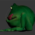 Cartoon Green Frog Character With Blue Eyes And Red Tongue Playful Toy Figure