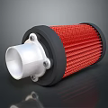 Red Cylindrical Car Air Filter With Metal Inlet And Filter Element 3d model