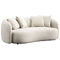 Modern Beige Two Seater Sofa With Textured Fabric And Decorative Pillows