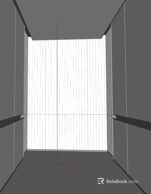 Modern Elevator Corridor Interior Design With White Vertical Panels And Side Railings 3d model 