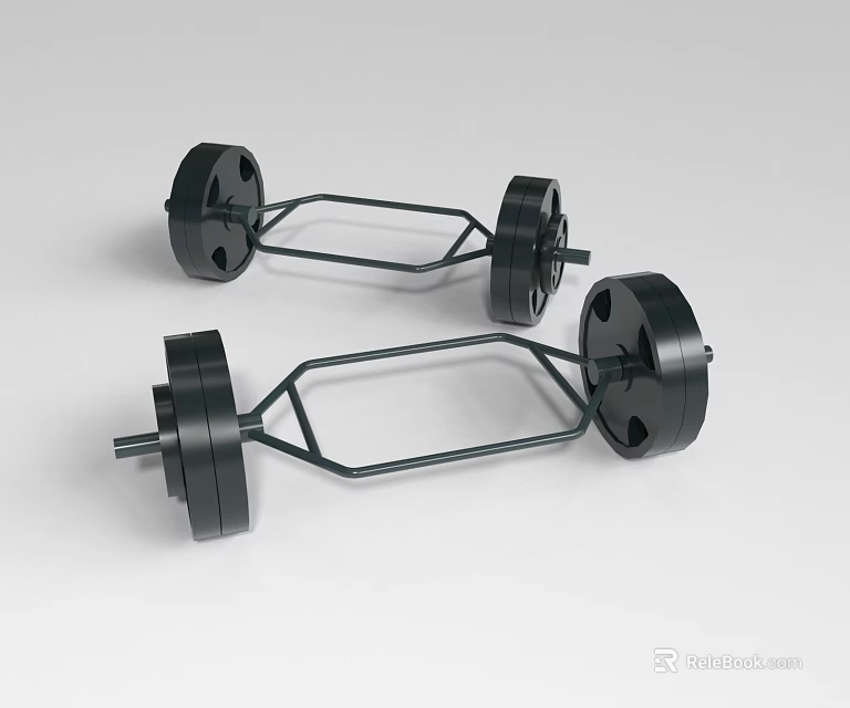 Durable Black Sports Equipment Barbells With Weight Plates And Metal Bars 3d model 