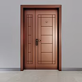 Modern Bronze Double Security Door with Geometric Patterns Peephole and Handle 3d model