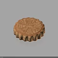 Traditional Chinese Golden Mooncake With Intricate Surface Patterns And Crusty Outer Layer 3d model