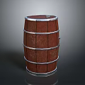 Classic Wooden Barrel With Metal Hoops And Cylindrical Oak Wood Design