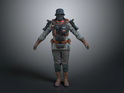 Military Combat Uniform With Helmet Armor Backpack And Tactical Gear 3d model