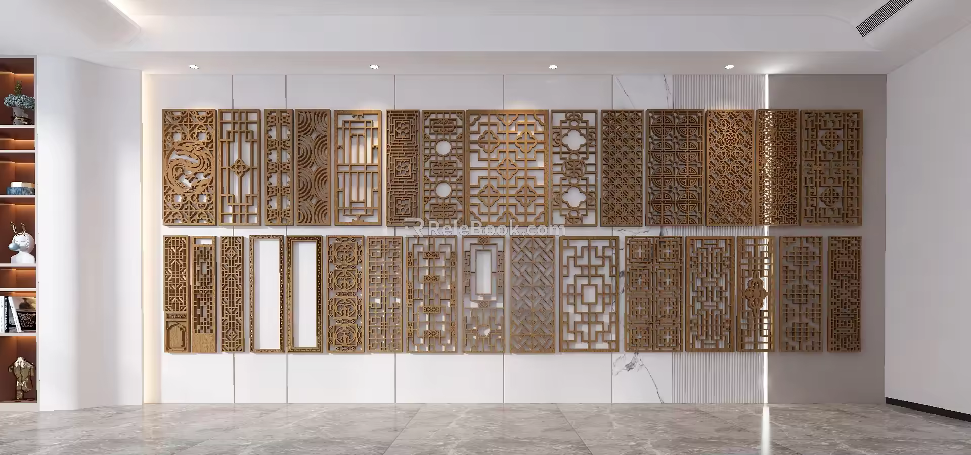 Chinese-style partition screen partition pane lattice screen partition 3d model