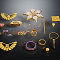 Elegant Fashion Jewelry Collection Featuring Necklaces Earrings Bracelets and Rings with Golden Gemstone Accents