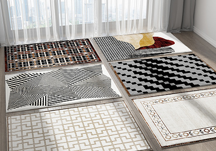 Modern Square Carpet Combo 3d model