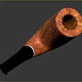 Handcrafted Artisan Tobacco Pipe With Orange Textured Bowl And Black Curved Stem