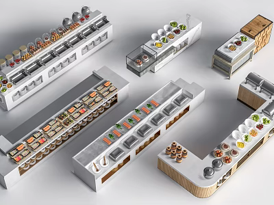 Modern Bar Designs Featuring Wooden And Metal Counter Tops With Various Beverage Stations 3d model