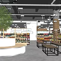 Modern Retail Store Interior With Product Displays Green Plant And Lighting Fixtures
