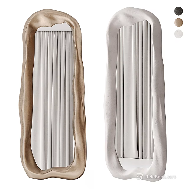 Stylish Modern Home Decor Mirrors With Curved Brown And White Frames 3d model 
