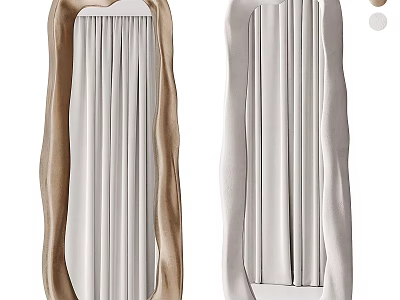 Stylish Modern Home Decor Mirrors With Curved Brown And White Frames 3d model