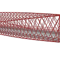 Modern Landscape Bridge With Red Lattice Structure And Wavy Architectural Design 3d model