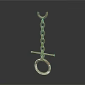 Vintage Metal Mechanical Component Featuring Chain Ring And Crossbar Design