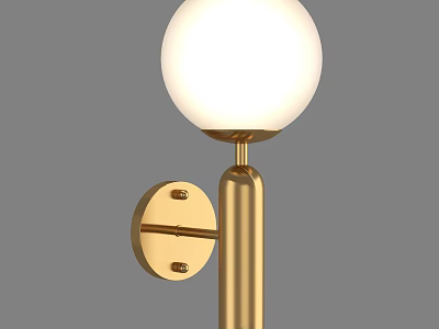Modern Minimalist Wall Lamp With Golden Metal Frame And White Spherical Lampshade 3d model