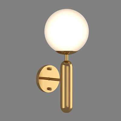 Modern Minimalist Wall Lamp With Golden Metal Frame And White Spherical Lampshade 3d model