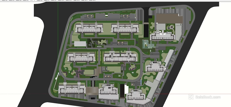 Residential Garden Landscape Master Plan With Green Spaces And Walking Paths 3d model 