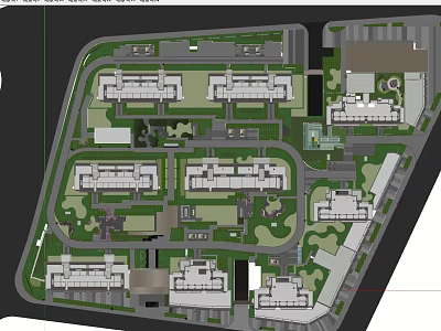 Residential Garden Landscape Master Plan With Green Spaces And Walking Paths 3d model