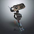 Mechanical Robot Character With Industrial Camera Eyes And Metallic Leg Structure 3d model