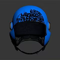 Shiny Blue Helmet with Black Front Visor and Red Side Logo Detail