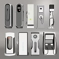 Various EV Charger Designs With Different Styles And Multiple Charging Interfaces 3d model