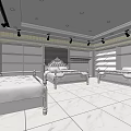 Elegant Bedroom Furniture Store with Display Beds Cabinets and Lighting Fixtures