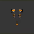 Spacecraft Components With Orange And Black Mechanical Design And Connected Parts