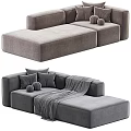 Modern Sectional Sofa Design With Soft Throw Blanket And Decorative Pillows 3d model