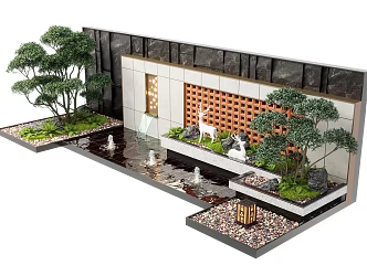 Modern waterscape wall waterscape landscape wall stacked water landscape plant landscape sketch 3d model