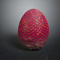 Red Diamond Patterned Creature Egg With Textured Surface And Organic Shape 3d model