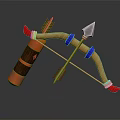 Wooden Bow And Arrow With Blue Accents Red Tips As Decorative Household Item