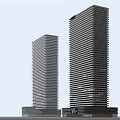 Modern Tall Office Building Twin Towers With Contemporary Glass Facade Design