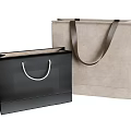 Decorative Ornament Set Featuring Black And Beige Shopping Bags With Handles