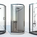 Modern Shower Head Designs In Three Different Enclosure Styles For Bathroom 3d model
