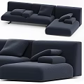 Navy Blue Fabric Sectional Sofa With Comfortable Cushions And Soft Modular Design 3d model