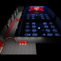 Modern Performance Stage Design With Red Blue Lighting And Seating Arrangement 3d model