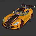 Yellow Sports Car With Black Stripes Rear Spoiler And Aerodynamic Exterior Design