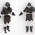 Dark Warrior Armor Set With Skeleton Helmet Leather And Metal Parts