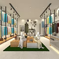 Donoratico Clothing Store with Window Display and Mannequins in Modern Interior