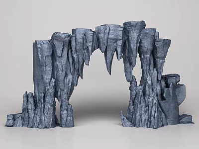 Rough Textured Rocky Cave Gate with Natural Gray Stone and Irregular Design 3d model