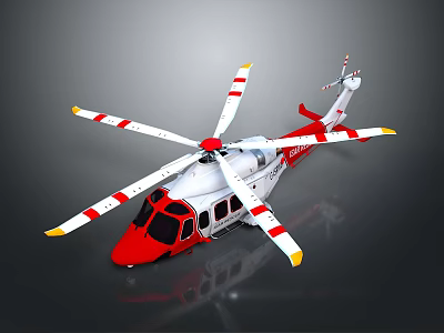 Red And White Cosmic Exploration Vehicle With Multiple Rotors And Sleek Body Design 3d model