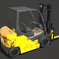 Yellow Forklift With Black Mast Cab And Front Forks For Industrial Use