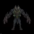Fantasy Monster Creature With Spiked Horns Muscular Limbs And Menacing 3D Design