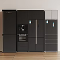 Modern Black And White Refrigerators With Various Designs For Home Kitchen Use 3d model