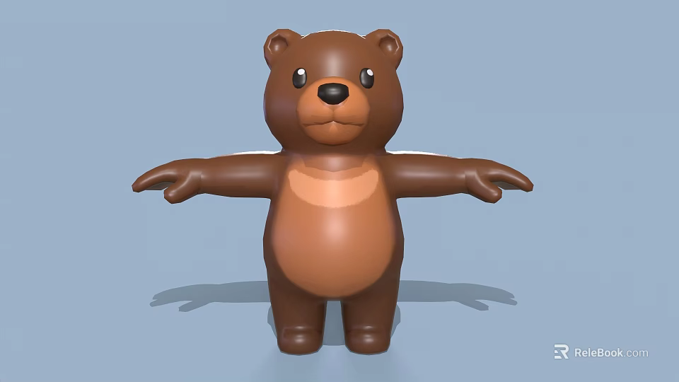 Cute Brown Cartoon Bear Figure With Open Arms 3D Model Design 3d model 