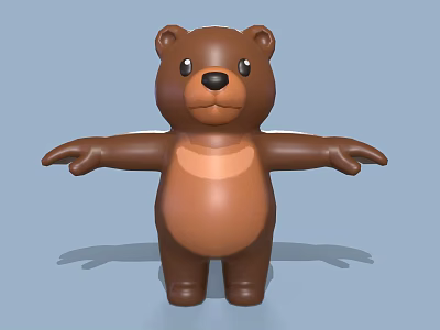 Cute Brown Cartoon Bear Figure With Open Arms 3D Model Design 3d model