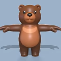Cute Brown Cartoon Bear Figure With Open Arms 3D Model Design