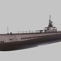Vintage Submarine with Hull Number 28 and Command Tower on Deck 3d model
