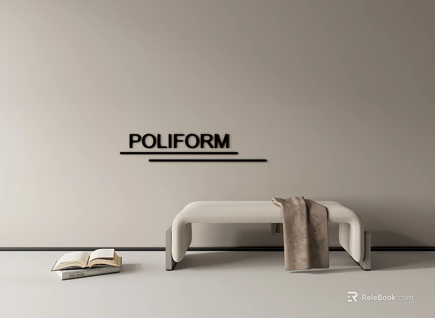 White Leisure Chair With Cozy Blanket And Books In Minimalist Room 3d model 